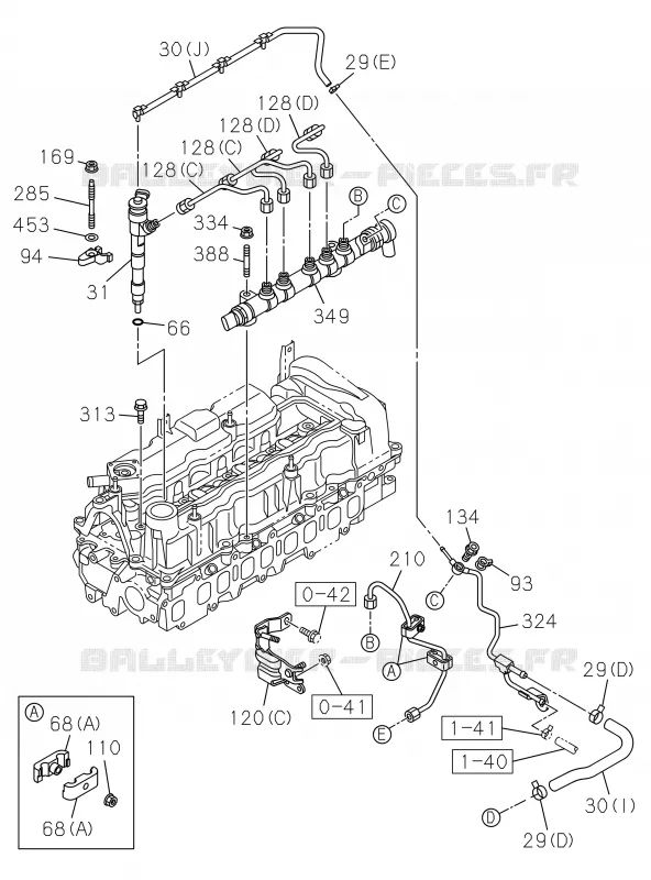 0-40 - Système injection carburant<br />[040A]INJ NOZZLE AND PIPE; RZ4E-TCX Isuzu PICK UP 2019 DMAX CREW CAB 4X4 LONG 3.0L 4JJ1-TCX (LS0)