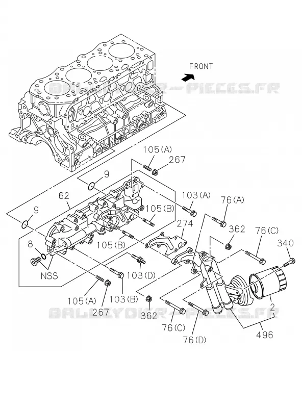 0-50 - Refroidisseur d’huile et filtre à huile<br />[050A]4JK1-TCX,4JJ1 Isuzu PICK UP 2019 DMAX CREW CAB 4X4 LONG 3.0L 4JJ1-TCX (LS0)