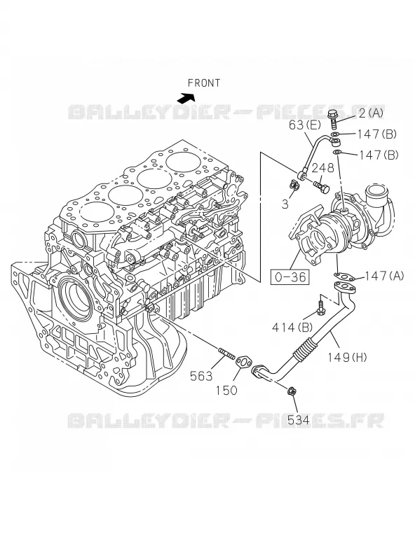 0-52 - Tuyauterie d’huile et de circuit à vide - Moteur<br />[052A]TURBOCHARGER PIPE; 4JK1-TCS Isuzu PICK UP 2019 DMAX CREW CAB 4X4 LONG 3.0L 4JJ1-TCX (LS0)