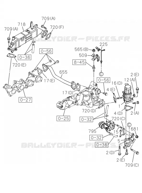 0-57 - Tuyauterie émissions<br />[057A]EGR COOLER; 4JK1-TCY Isuzu PICK UP 2019 DMAX CREW CAB 4X4 LONG 3.0L 4JJ1-TCX (LS0)