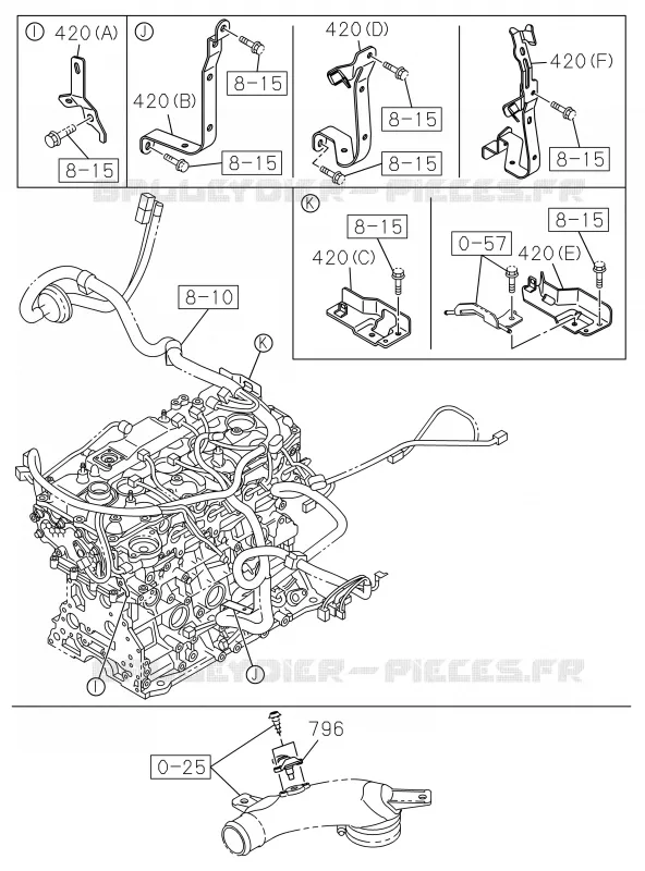 0-60 - Pièces de commande électrique moteur<br />[060A]ENG HARNESS BRACKET; 4JK1,4JJ1 Isuzu PICK UP 2019 DMAX CREW CAB 4X4 LONG 3.0L 4JJ1-TCX (LS0)