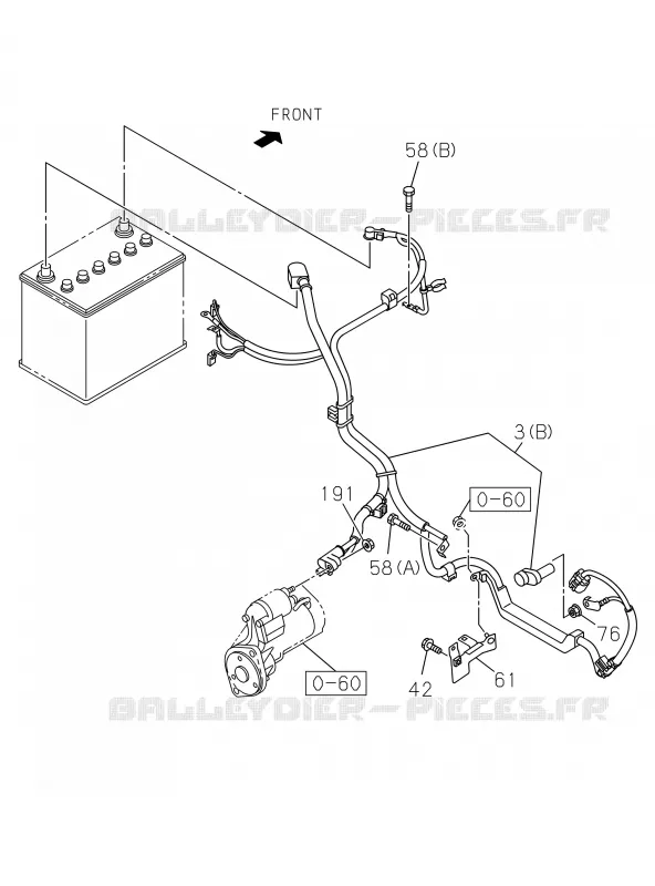0-61 - Batterie et pièce électrique moteur<br />[061A]4JA1 Isuzu PICK UP 2019 DMAX CREW CAB 4X4 LONG 3.0L 4JJ1-TCX (LS0)