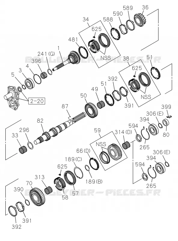 2-26A - Pignon boîte de vitesses manuelle M/T<br />[226A]M/T MVL; MAIN SIDE Isuzu PICK UP 2019 DMAX CREW CAB 4X4 LONG 3.0L 4JJ1-TCX (LS0)