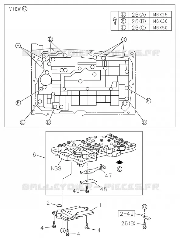 2-44 - Soupapes de commande boîte de vitesses automatique, corps inférieur A/T<br />[244B]A/T 6 SPEED Isuzu PICK UP 2019 DMAX CREW CAB 4X4 LONG 3.0L 4JJ1-TCX (LS0)