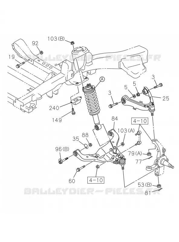 4-50 - Suspension avant<br />[450A]4X2 EXC.HIGH RIDE SUSPENSION NO.1 Isuzu PICK UP 2019 DMAX CREW CAB 4X4 LONG 3.0L 4JJ1-TCX (LS0)