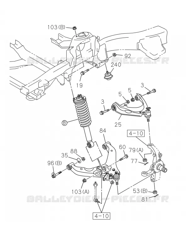 4-50 - Suspension avant<br />[450A]4X2 HIGH RIDE SUSPENSION,4X4 NO.1 Isuzu PICK UP 2019 DMAX CREW CAB 4X4 LONG 3.0L 4JJ1-TCX (LS0)