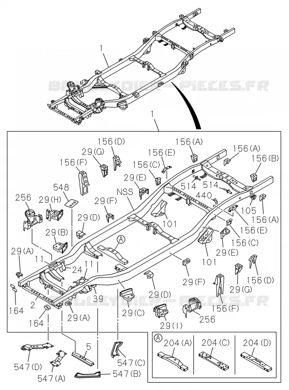 5-01 - Châssis et autres pièces<br />[501A]4X2 EXC.HIGH RIDE SUSPENSION Isuzu PICK UP 2019 DMAX CREW CAB 4X4 LONG 3.0L 4JJ1-TCX (LS0)