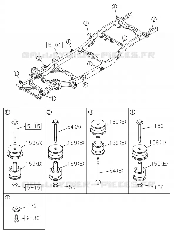 5-10 - Support cabine - Côté châssis<br />[510A]REGULAR CAB Isuzu PICK UP 2019 DMAX CREW CAB 4X4 LONG 3.0L 4JJ1-TCX (LS0)