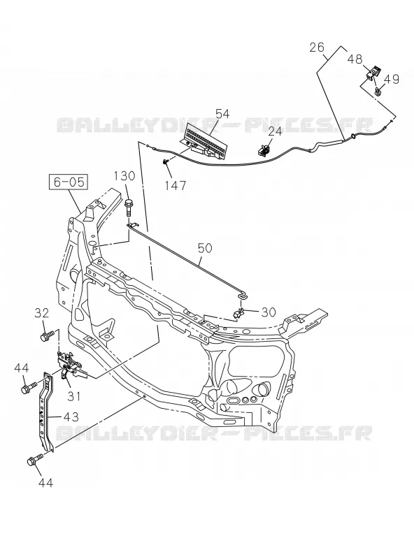 6-10 - Capot moteur et verrou<br />[610A]CABLE; ENG HOOD Isuzu PICK UP 2019 DMAX CREW CAB 4X4 LONG 3.0L 4JJ1-TCX (LS0)