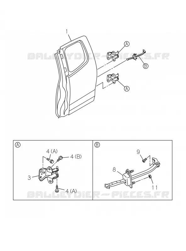 6-50 - Porte arrière et charnière<br />[650A]EXTENDED CAB Isuzu PICK UP 2019 DMAX CREW CAB 4X4 LONG 2.5L 4JK1-TCS (LKZ)