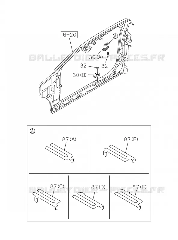 6-52 - Verrou de porte arrière et poignée<br />[652A]EXTENDED CAB NO.2 Isuzu PICK UP 2019 DMAX CREW CAB 4X4 LONG 3.0L 4JJ1-TCX (LS0)
