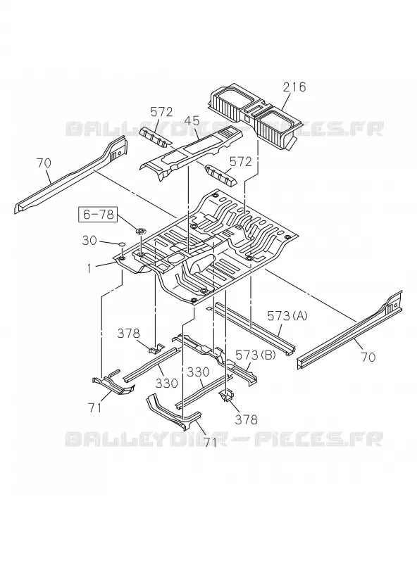 6-70 - Panneau de plancher<br />[670A]EXTENDED CAB Isuzu PICK UP 2019 DMAX CREW CAB 4X4 LONG 3.0L 4JJ1-TCX (LS0)