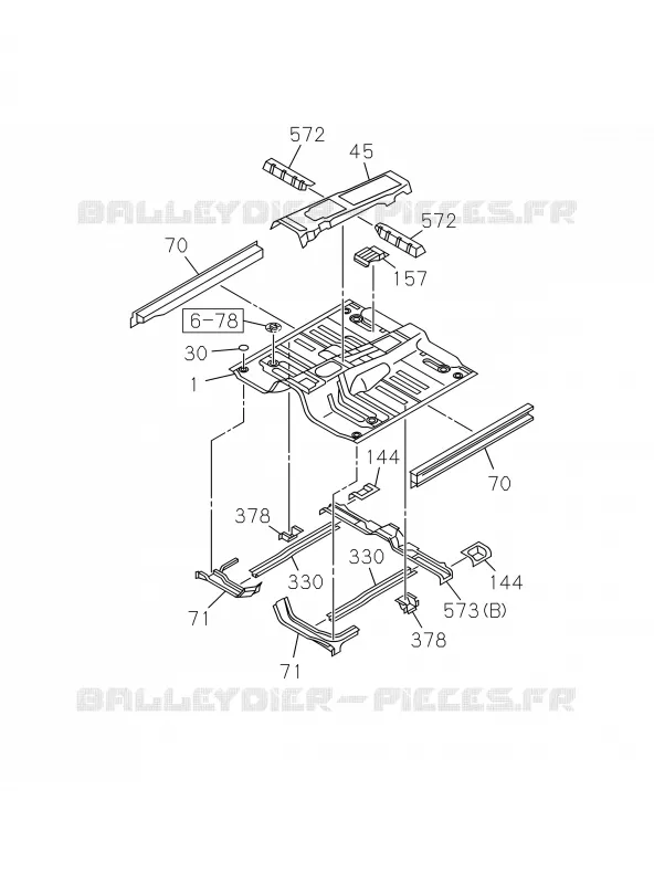 6-70 - Panneau de plancher<br />[670A]REGULAR CAB Isuzu PICK UP 2019 DMAX CREW CAB 4X4 LONG 3.0L 4JJ1-TCX (LS0)