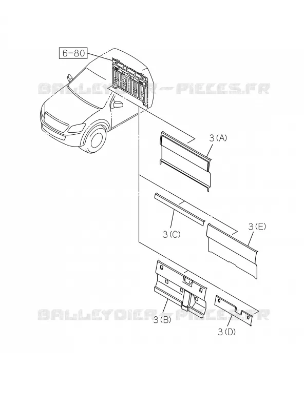 6-84 - Garniture arrière<br />[684A] Isuzu PICK UP 2019 DMAX CREW CAB 4X4 LONG 3.0L 4JJ1-TCX (LS0)