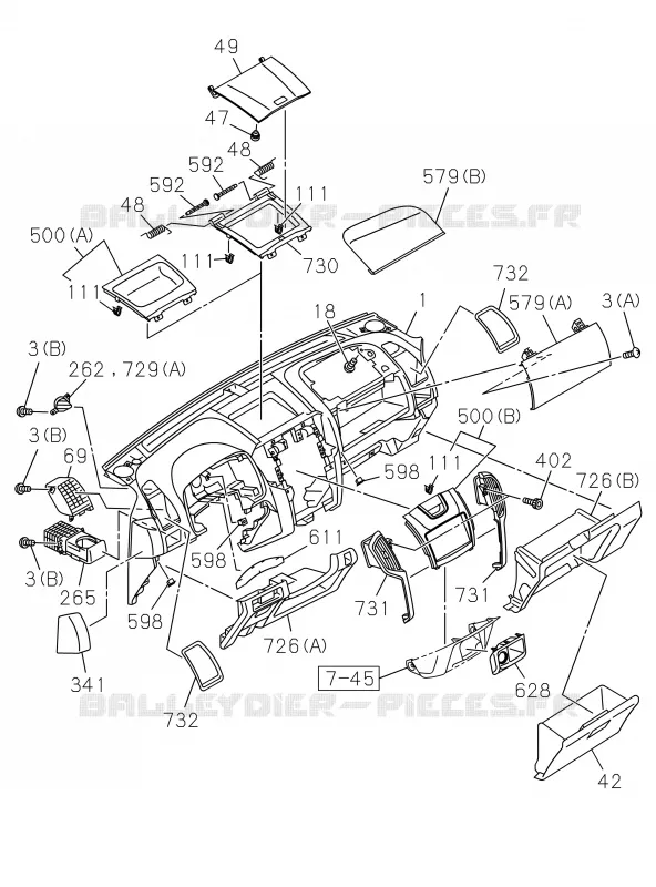 7-40 - Tableau de bord et boîtier<br />[740A]NO.2 Isuzu PICK UP 2019 DMAX CREW CAB 4X4 LONG 3.0L 4JJ1-TCX (LS0)